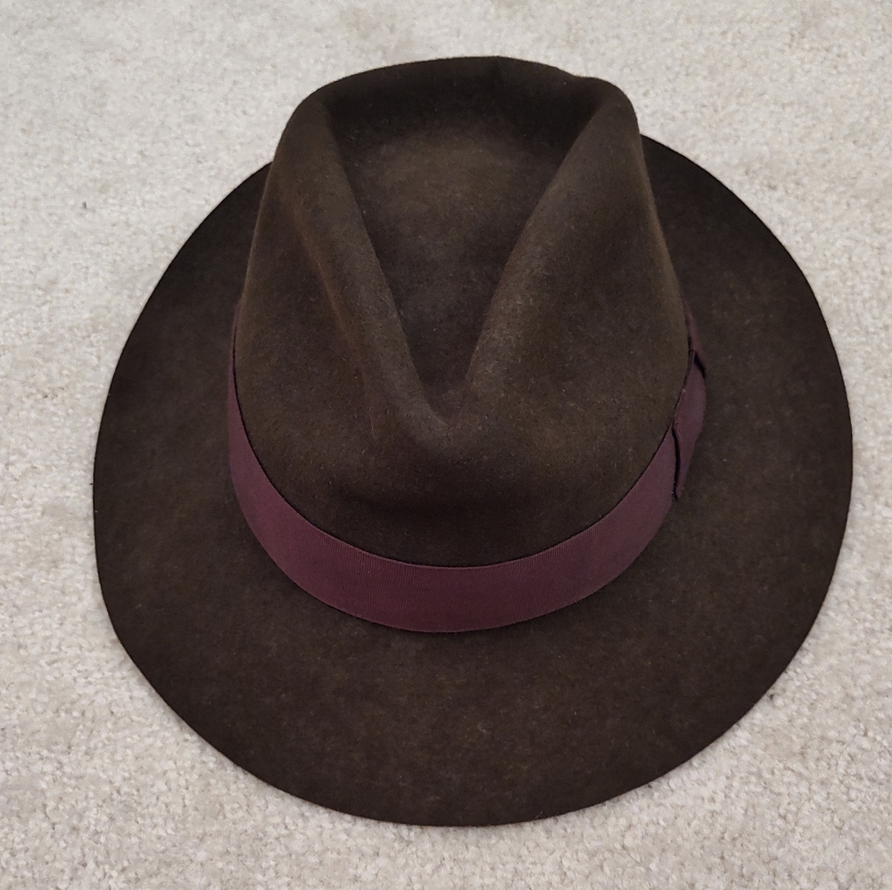 Vintage Official  Indiana Jones Genuine 100% Wool Fedora Hat, Brown, Size M